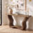 55.12" Solid Wood Console Table With Artistic Wave-Shaped Base