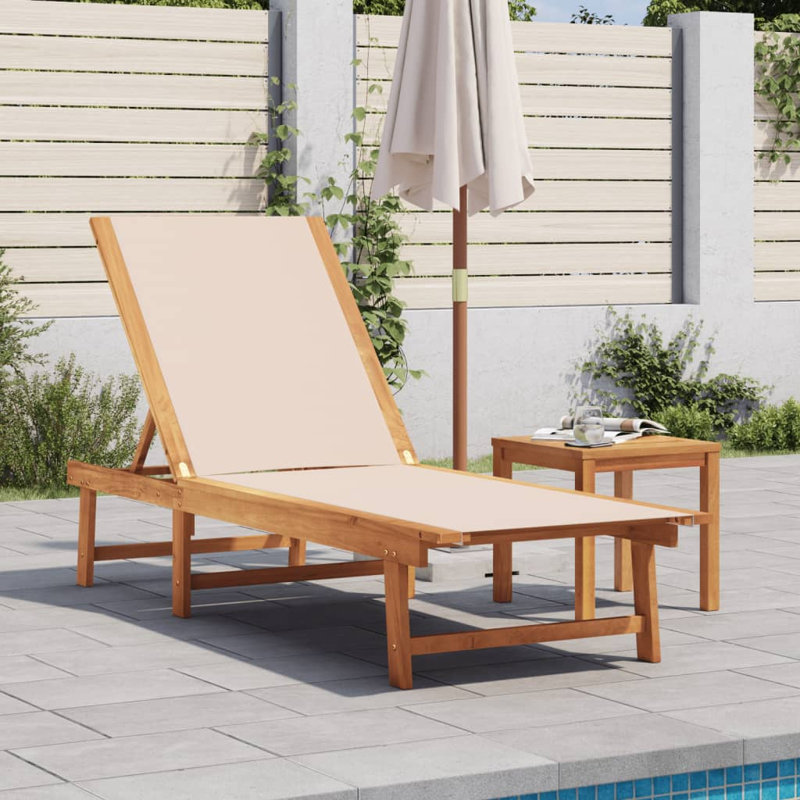 Rosemarie 200cm Long Acacia Single Chaise, Cream