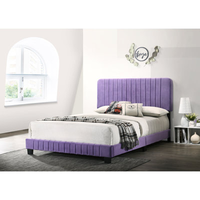 Grand lit mauve vif de style contemporain - Convient aux décors modernes Élégants matériaux de qualité pour une durabilité de l 65 po x P 86 po x H 48 po Assemblage requis