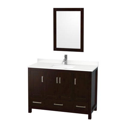 Meuble-lavabo autoportant 48 po avec plateau en quartz Sheffield et miroir 24 po