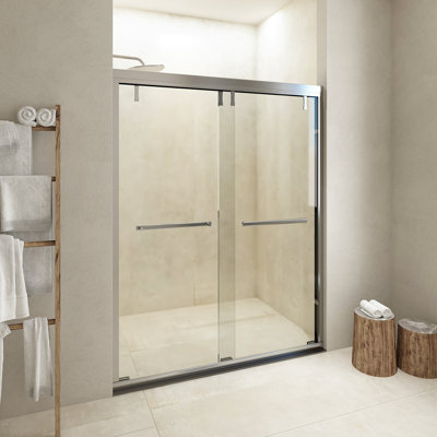 48'' W X 71'' H Double Sliding Door Semi-Frameless Shower Door