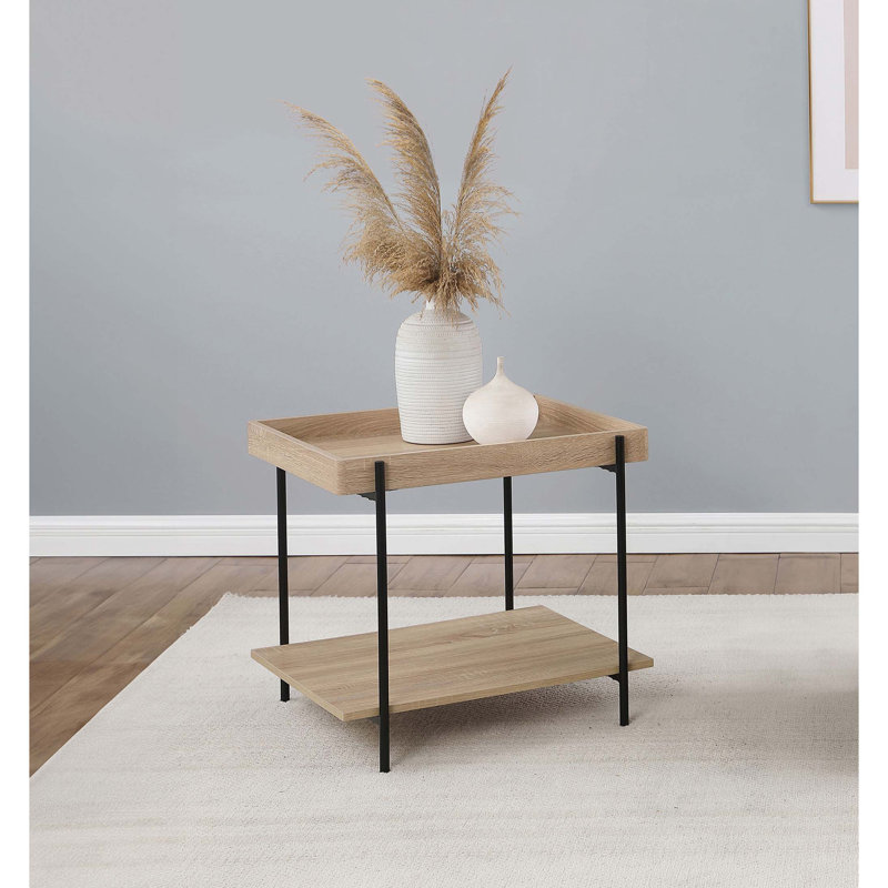 Miller Light Brown Square Engineered Wood End Table