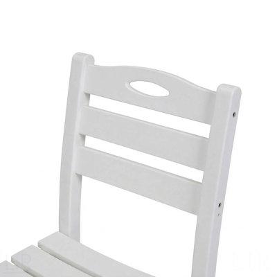 Set Of 2 White HDPE Patio Dining Chairs, Armless Outdoor Side Chairs, Chair