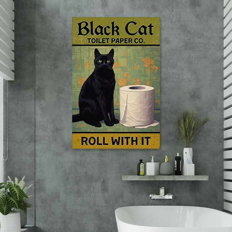 Impression sur toile, papier toilette noir 2 - 1 pièce, H 36 po x l 24 po x P 1,25 po