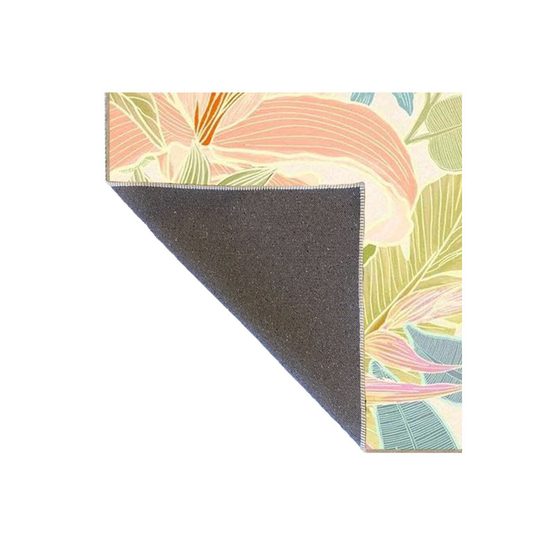 Tapis vert tissé à motif floral, Sous-tapis carré 3 pi 3 po inclus
