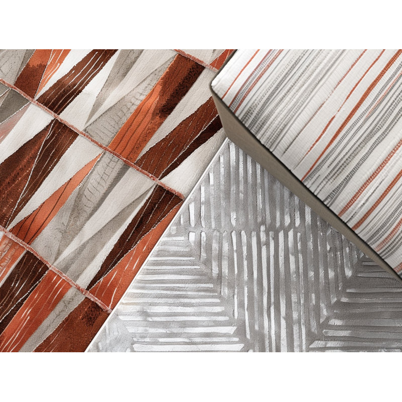 Tapis de bain rayé à motif de cubes, L 21 po x L 34 po