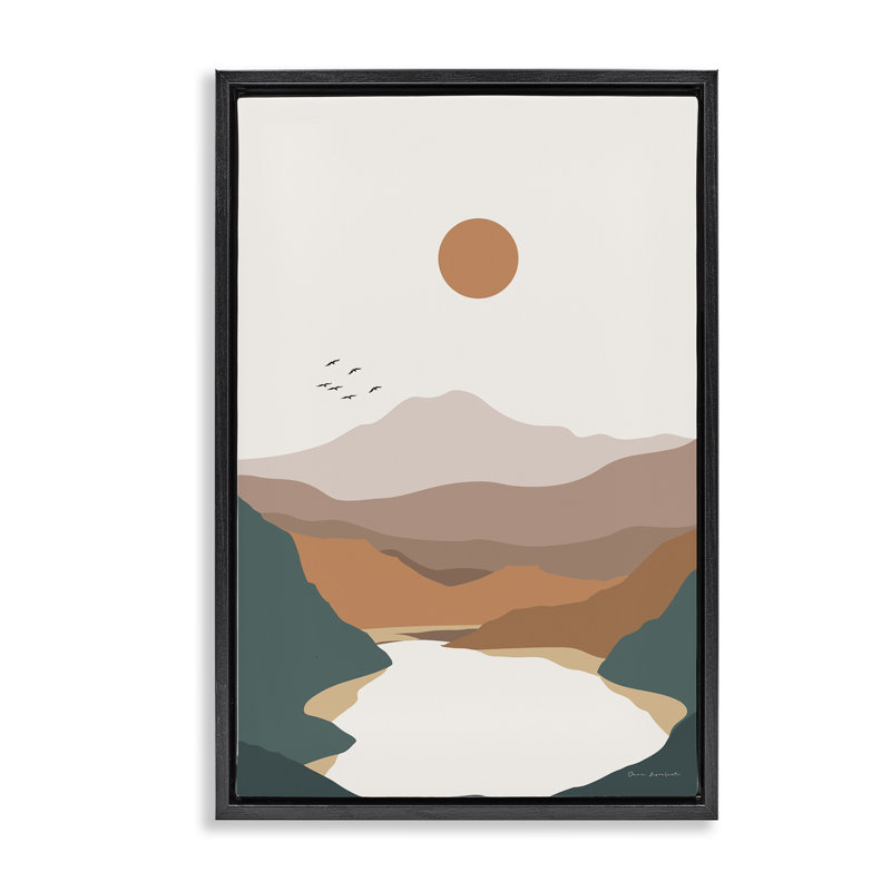 «Mountain Valley Lake Floater» par Omar Escalante, H 25 po x l 17 po, Cadre flottant noir de jais