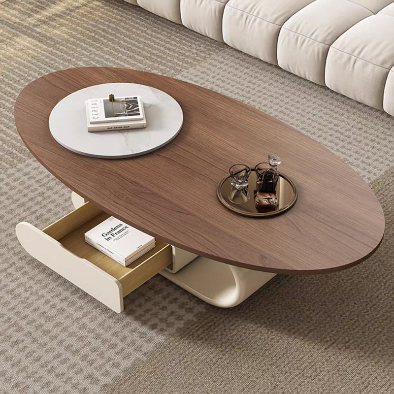 Creamy style modern simple coffee table, 16.53" H x 55.11" L x 27.55" W