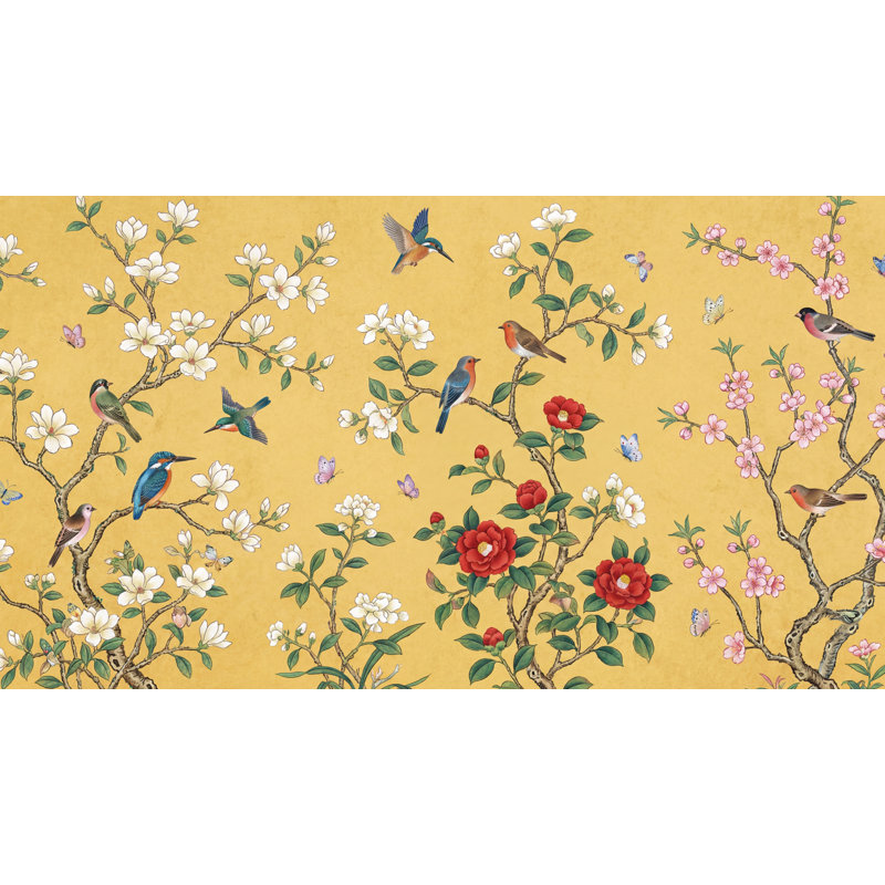 Papier peint floral cerisier rose, 160 po x 108 po, Non-Woven Nonpasted