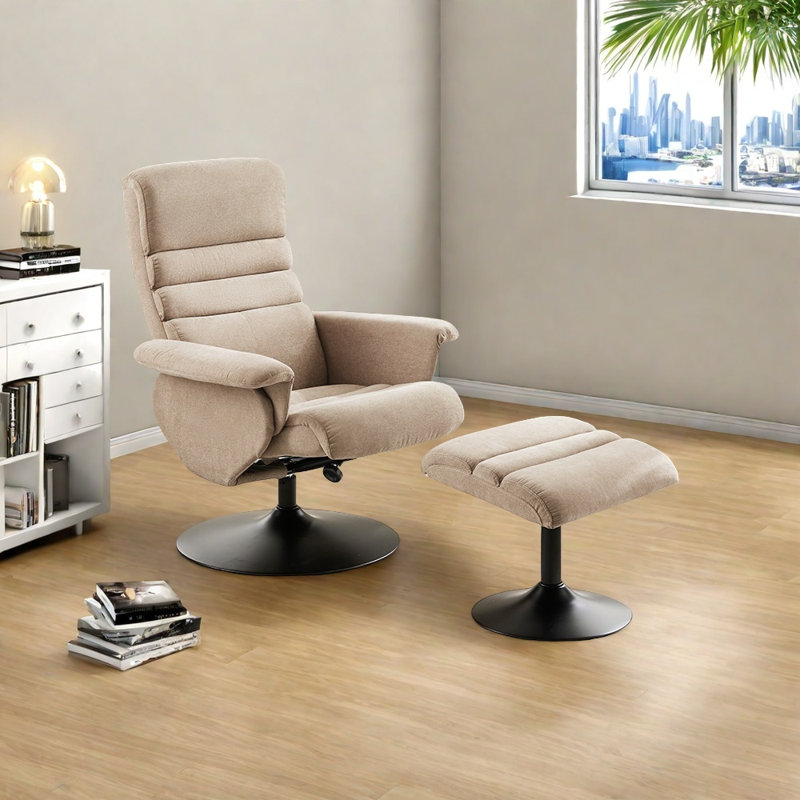 Chenille Comfortable Lounge Chair, Beige