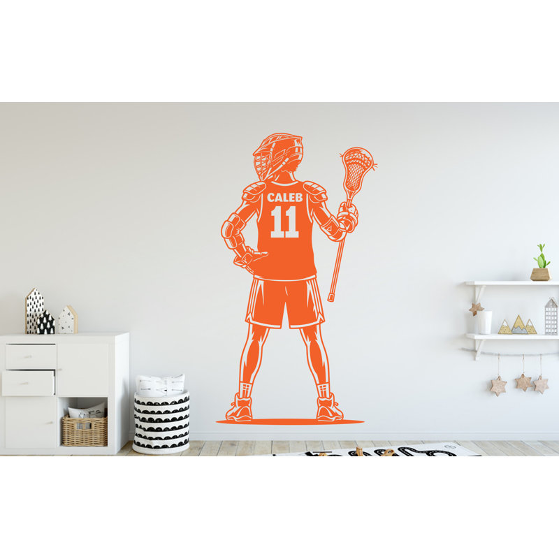 Décalcomanie murale personnalisée "Lacrosse", décoration de chambre d'enfant
 306DRE, Jaune, 20 po x 35 po
