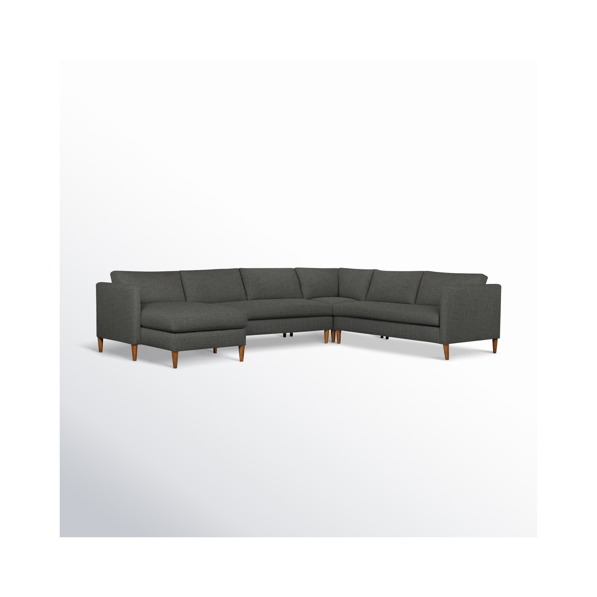 Clifford 4-Piece Upholstered Custom Sectional, Left Hand Facing, Zuma Charcoal Textured Linen