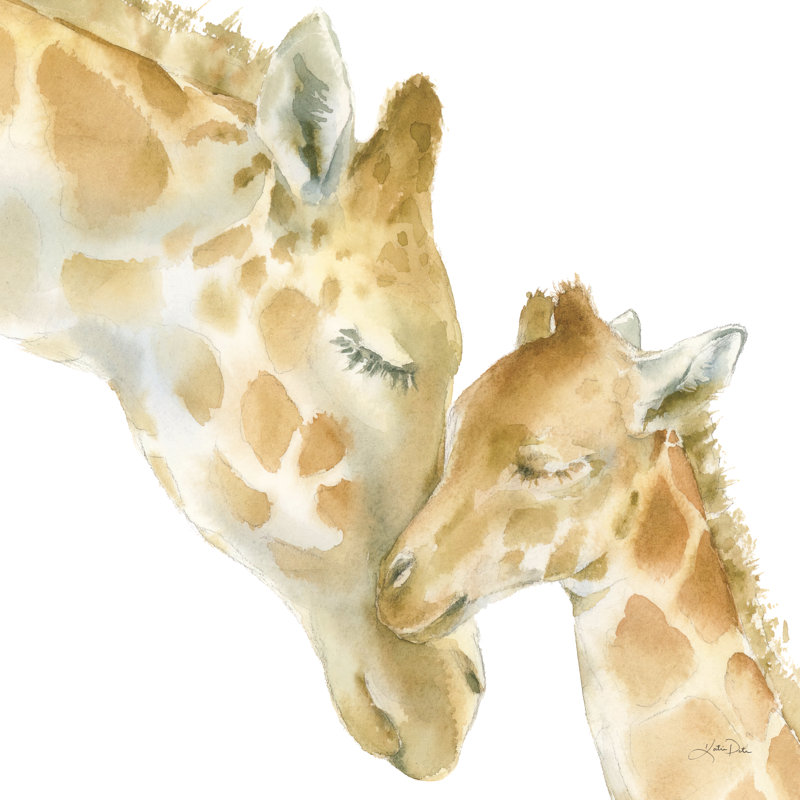 Giraffe Love On White by Katrina Pete - Wrapped Canvas Painting, 30cm H x 46cm W x 3.8cm D
