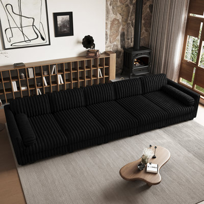 Canapé-lit modulaire rembourré à 5 places, siège confortable en fausse fourrure de lapin