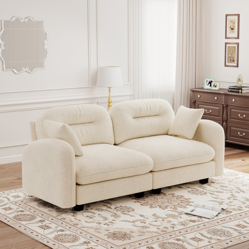 Chenille Sofa, Loveseat, Couch, Beige