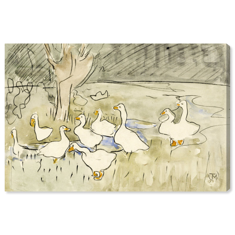 «Ducks» par Theo Van Hoytema - Peinture sur toile, H 36 po x l 54 po, Toile tendue, Sans cadre