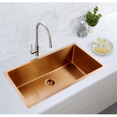 32'' L Undermount Kitchen Sink Drop In Black Single Bowl Deep Stainless Steel Sink with Grid