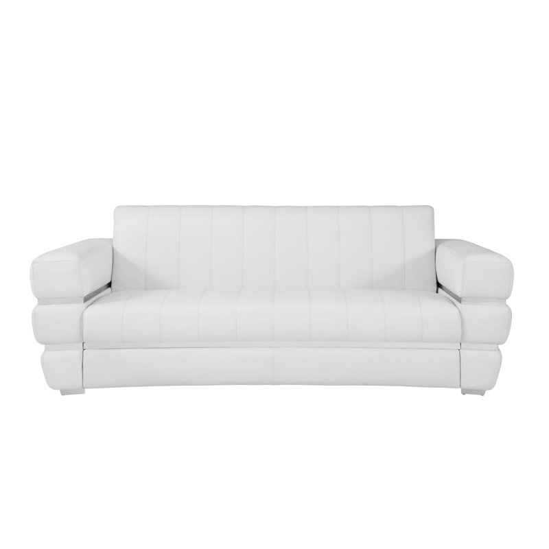 Monza Top Grain Italian Leather Sofa, White Genuine Leather