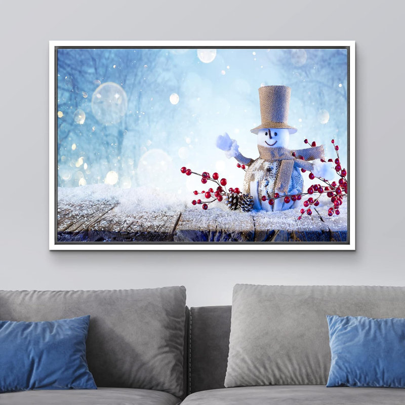 Célébration de Noël, impression, H 16 po x l 24 po, Cadre flottant blanc