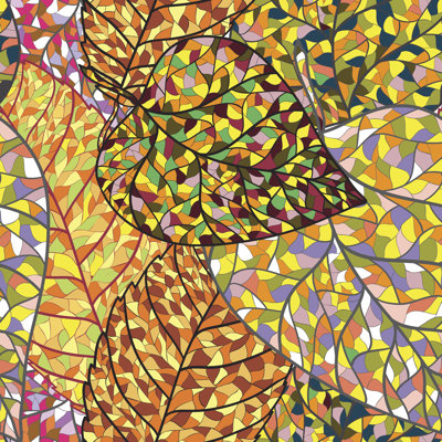 Berkow Autumn Colourful Mosaic Leaves - Wrapped Canvas Print