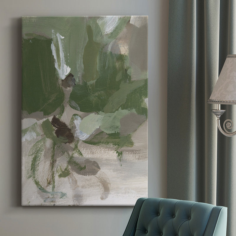 Thé vert II - peinture sur toile tendue, L 16 po x H 27 po
