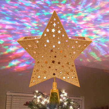 Christmas Tree Topper Lighted Star Toppers with LED Rotating Snowflake  Projector Lights, 3D Hollow Gold Star Snow Tree Topper for Christmas Tree  Decorations, Gift For Home Or Friends 