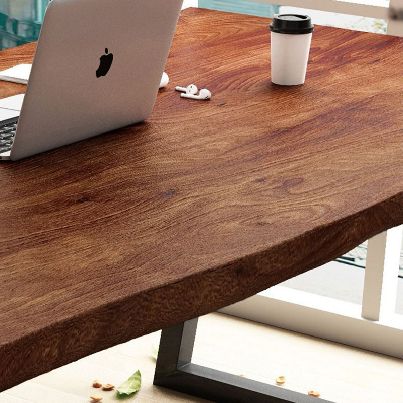 Walnut&Black Rectangular Solid Wood Writing desk, 29.53" H x 70.87" W x 31.5" D