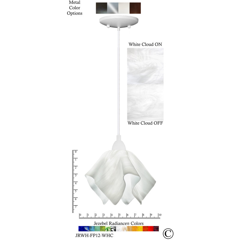 Dale Handcrafted Glass 1-Light Geometric Pendant, Small, White, Lily - White Cloud