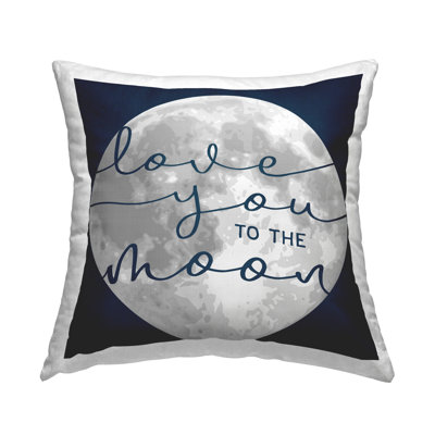 «Love You To Moon», calligraphie bleue à motif de ciel de nuit imprimé par Daphne Polselli