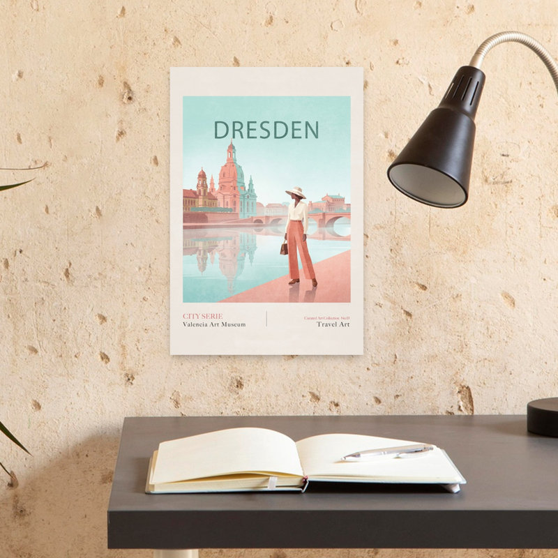 «Elegant Dresden Cityscape Elegant Retro Serene Architecture City», reproduction d'art murale, H 18 po x l 12 po