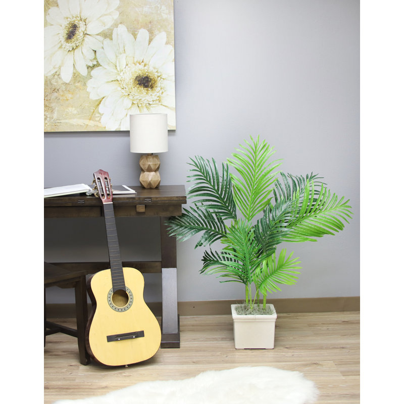 Palmier artificiel en pot, H 42 po x l 28 po x P 28 po, Vert citron