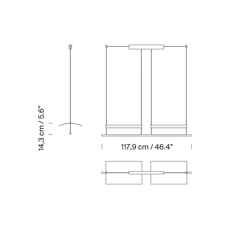 Sistema Lámina 85, White Gray, 31 W, 202.5" H x 46.4" W x 11.8" D