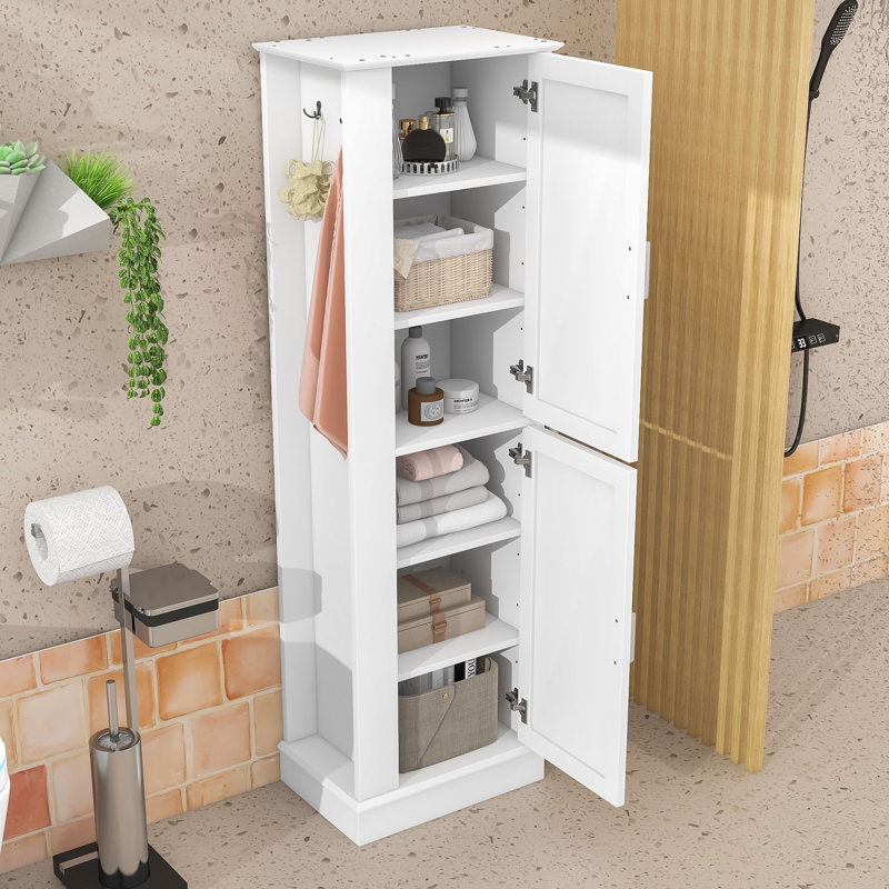Armoire de rangement en MDF de qualité supérieure avec tablettes réglables, Blanc