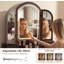 Meuble-lavabo cannelé l 53 po à 9 tiroirs avec miroir arqué à 3 lumières DEL, coiffeuse cannelée moderne à 3 côtés-1492433946