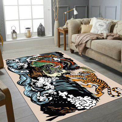 Soft Non Woven Printed Rug with Elegant Floral and Leaf Pattern for Indoor Spaces and Home Decor