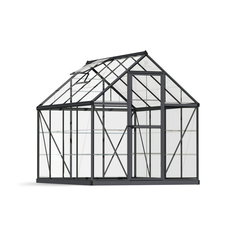 Harmony Greenhouse 6 x 4, Grey, 208cm H x 185cm W x 247cm D