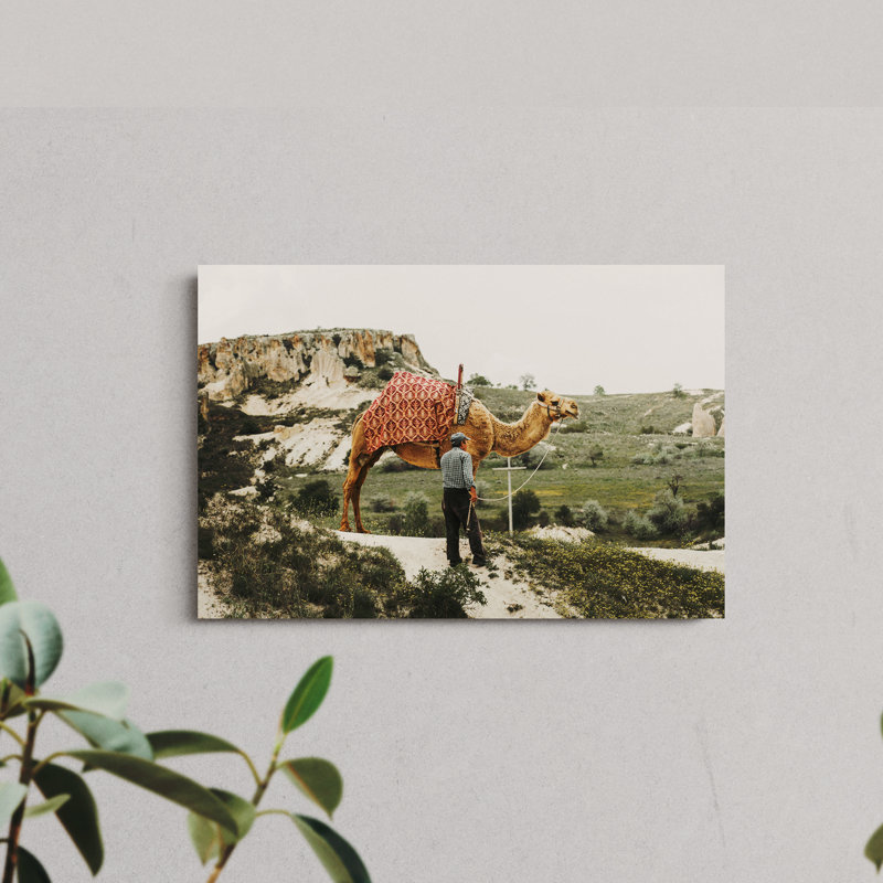 Elderly Man with a Camel in Cappadocia, 8" H x 12" W