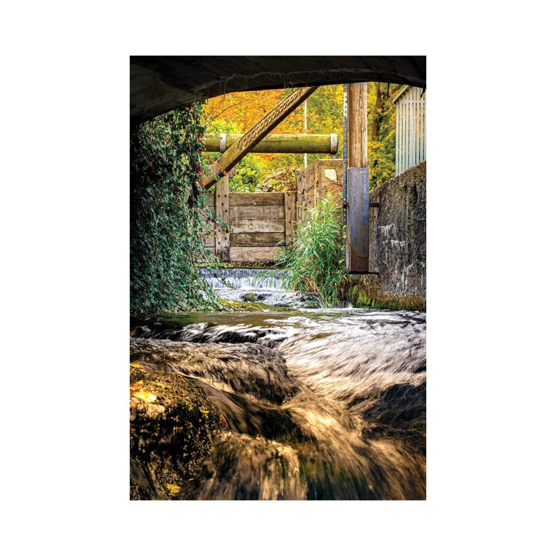 Small Waterfall River Under The Bridge By Nik Rave - Wrapped Canvas Art Prints by Nik Rave - Wrapped Canvas Gallery-Wrapped Canvas Giclée