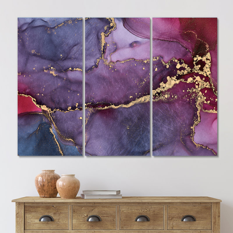 Impression sur toile mauve luxueuse, abstrait et abstrait, H 32 po x l 48 po x P 1 po