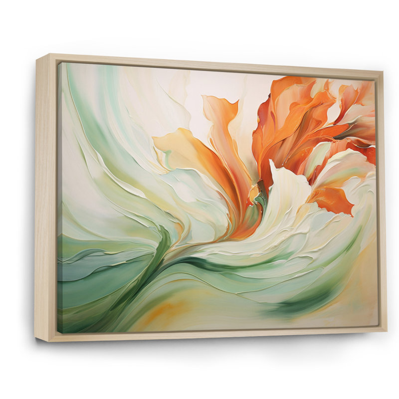 «Green Flowing Petals - Abstract Botanicals», impressions encadrées, H 12 po x l 20 po, Reproduction avec cadre flottant