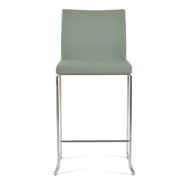 Tabouret de bar et de comptoir empilable Aria, Chrome, Tabouret de comptoir (siège d'une hauteur de 24 p, Gris PPM