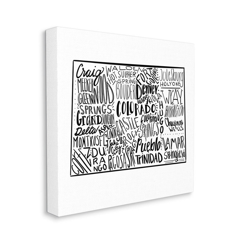 Impression sur toile tendue, Colorado Colorado Typographie State Shape, H 17 po x l 17 po x P 1,5 po