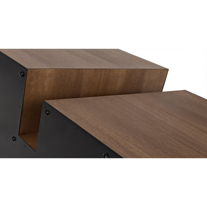 Nido Rectangular Dark Walnut and Matte Black Coffee Table