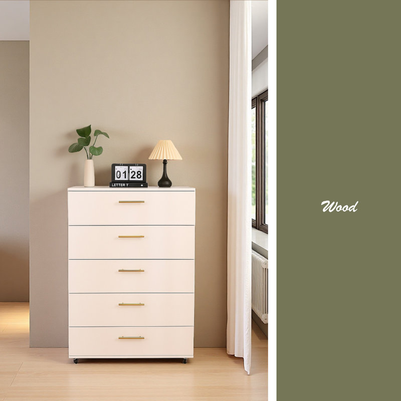 Commode 5 tiroirs avec poignées - Armoire de rangement moderne