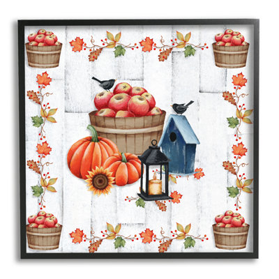 Ba-804-Framed " Autumnal Apples And Lantern " by Emma Leach