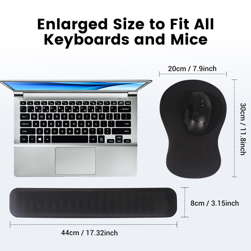 Ergonomic Mouse Pad And Keyboard Wrist Rest Set, Super Soft Memory Foam Desk Wrist Support For Computer Keyboard, Non-Slip Arm Palm Rests Cushion For Typing Gaming Office Laptop Mac