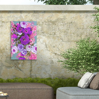 Ania Zwara Purple Bouguet Outdoor Canvas