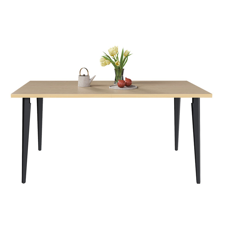 Table de salle à manger moderne de 63 pouces, plateau de table en bois et pieds en fer résistant à la rouille, table de cuisine rectangulaire pour 6 à 8 personnes, design industriel rustique pour la salle à manger, patio (table seulement)