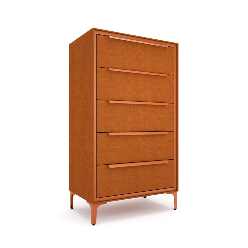 Naima 5 Drawer Fabric Dresser – Orange, Orange, 14"D x 23.5"W x 41.8"H (5 Drawers)