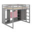 Lit mezzanine en bois pleine grandeur avec garde-robe, tablettes et armoire, cadre de lit multi-rangement peu encombrant-1960706830-1960706828